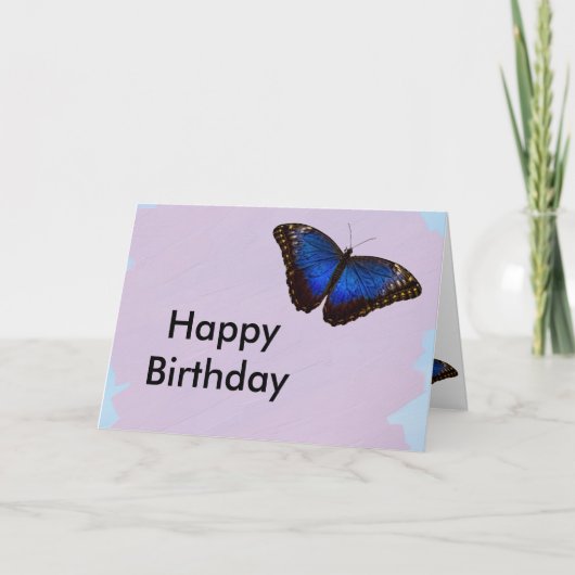 Happy Birthday Blue Butterfly Design Karte (Vorderseite)