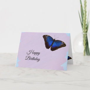 Happy Birthday Blue Butterfly Design Text Karte