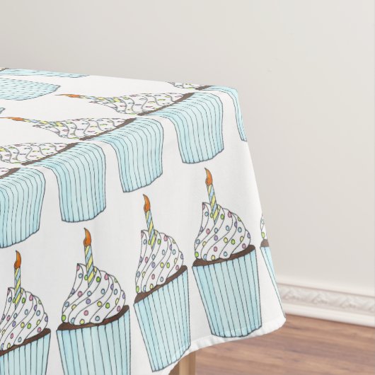 Happy Birthday Blue Cake Cupcake Candle Sprinkles Tischdecke (Beispiel)