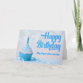 Happy Birthday Blue Cupcake Birthday Card Dankeskarte (Vorderseite)