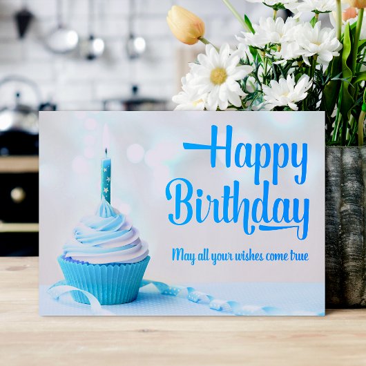 Happy Birthday Blue Cupcake Birthday Card Dankeskarte