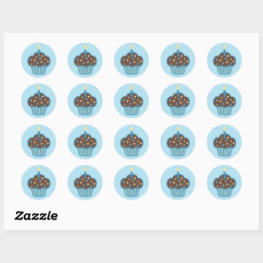 Happy Birthday Blue Cupcake Sticker (Blatt)