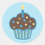 Happy Birthday Blue Cupcake Sticker (Vorderseite)
