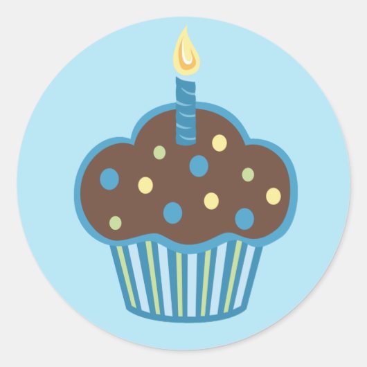 Happy Birthday Blue Cupcake Sticker (Vorderseite)