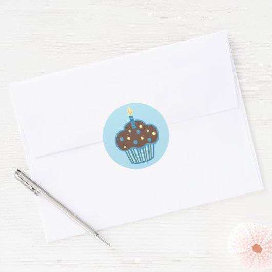 Happy Birthday Blue Cupcake Sticker (Umschlag)
