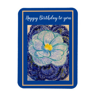 Happy Birthday Blue Danube Camellia Magnet
