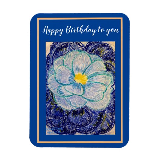 Happy Birthday Blue Danube Camellia Magnet (Vertikal)