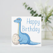 Happy Birthday Blue Dinosaur Grußkarte Karte (Stehend Vorderseite)
