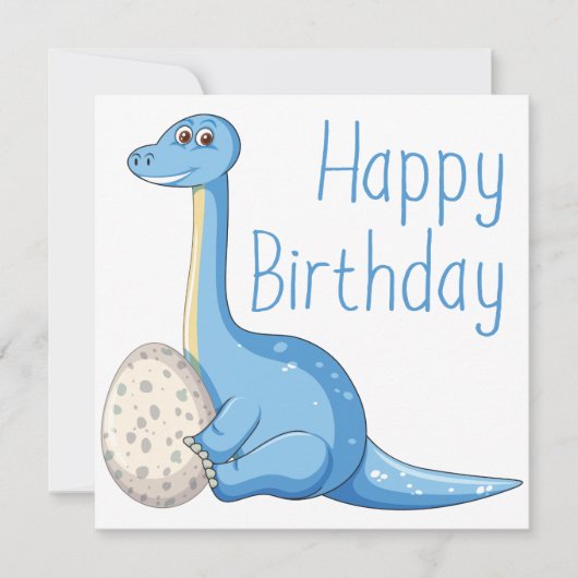 Happy Birthday Blue Dinosaur Grußkarte Karte (Vorderseite)