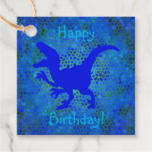 Happy Birthday Blue Dinosaurier Hide Geschenkanhänger (Vorderseite)
