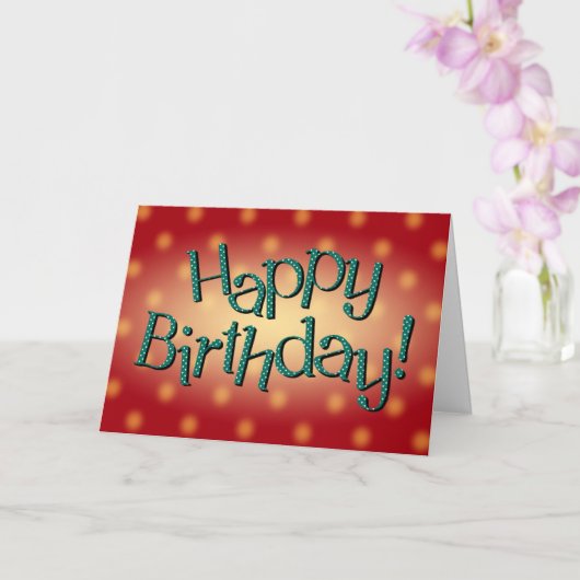 Happy Birthday Blue Dot Text Red Background Karte (Orchidee)