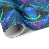 Happy Birthday Blue Flame Wrapping Paper Geschenkpapier (Rolleneckpunkt)