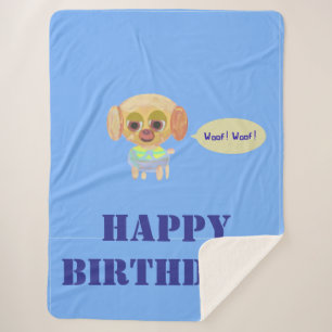 Happy Birthday Blue Fleece Blanket Sherpadecke