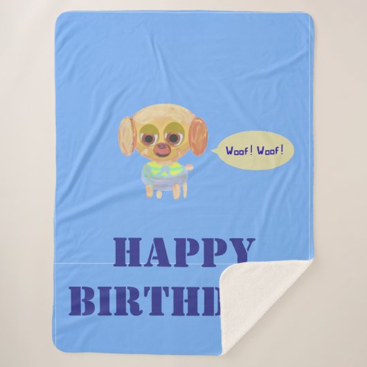 Happy Birthday Blue Fleece Blanket Sherpadecke (Vorderseite)