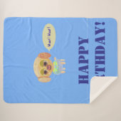 Happy Birthday Blue Fleece Blanket Sherpadecke (Vorderseite (Horizontal))