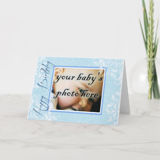 Happy Birthday Blue Foto Frame Karte (Vorderseite)