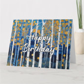 Happy Birthday Blue Gold Aspen Tree Karte (Vorderseite)