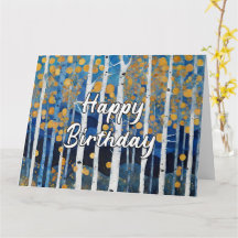 Happy Birthday Blue Gold Aspen Tree