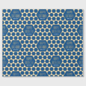 Happy Birthday Blue Gold Star Muster Personalisier Geschenkpapier (Flach)