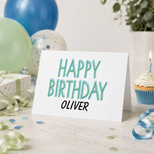 Happy Birthday Blue Green Markers personalisieren Karte