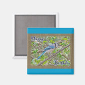 Happy Birthday Blue Jay Magnet (Vorderseite/Rückseite)