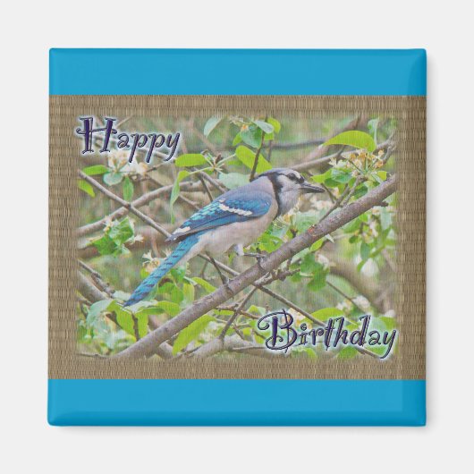Happy Birthday Blue Jay Magnet (Vorne)