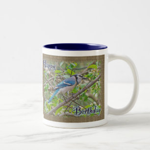 Happy Birthday Blue Jay Zweifarbige Tasse