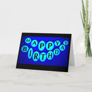 Happy Birthday Blue Light Blubbles feiern Karte