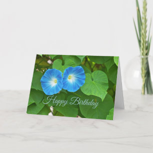 Happy Birthday Blue Morning Glory Blume Karte
