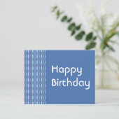 Happy Birthday Blue Muster Postkarte (Stehend Vorderseite)