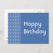 Happy Birthday Blue Muster Postkarte (Vorne/Hinten)