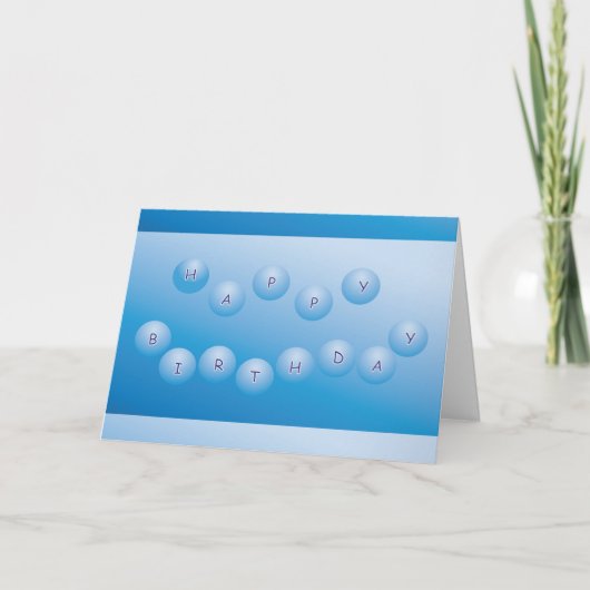 Happy Birthday Blue Orbs Karte (Vorderseite)