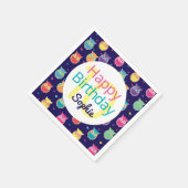 Happy Birthday Blue Owl Muster Personalisiert Kids Serviette (Ecke)