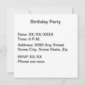 Happy Birthday Blue Polka Dot Text Gelb Bkgrd Einladung (Rückseite)