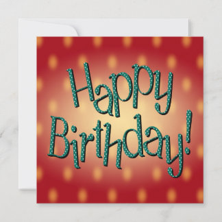 Happy Birthday Blue Polka Dot Text Red Bkgrd Einladung