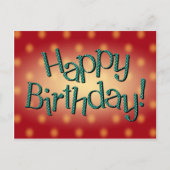 Happy Birthday Blue Polka Dot Text Red Bkgrd Postkarte (Vorderseite)