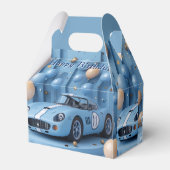Happy Birthday Blue Race Car Balloons Geschenkschachtel (Rückseite)