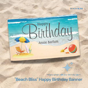 Happy Birthday Blue Sky Beach Banner