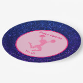 "Happy Birthday" Blue Sparkle Pappteller (Schrägansicht)