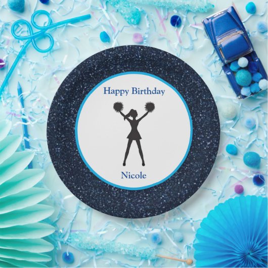 "Happy Birthday" Blue Sparkle Pappteller (Party)