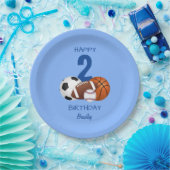 Happy Birthday Blue Sports Kinder Pappteller (Party)