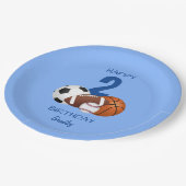 Happy Birthday Blue Sports Kinder Pappteller (Schrägansicht)