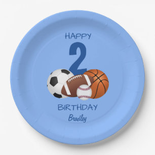 Happy Birthday Blue Sports Kinder Pappteller