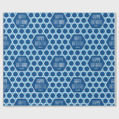 Happy Birthday Blue Star Muster Personalisiert Geschenkpapier (Flach)