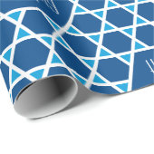 Happy Birthday Blue Star Muster Personalisiert Geschenkpapier (Rolleneckpunkt)