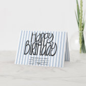 Happy Birthday Blue Stripes Card Karte (Rückseite)