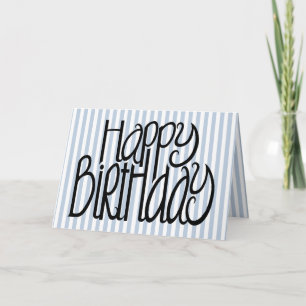Happy Birthday Blue Stripes Card Karte