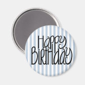 Happy Birthday Blue Stripes Magnet (Vorderseite/Rückseite)