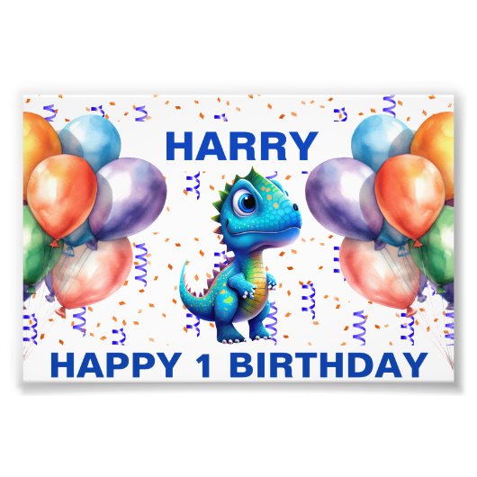 HAPPY BIRTHDAY BLUE T REX FOTODRUCK (Vorne)