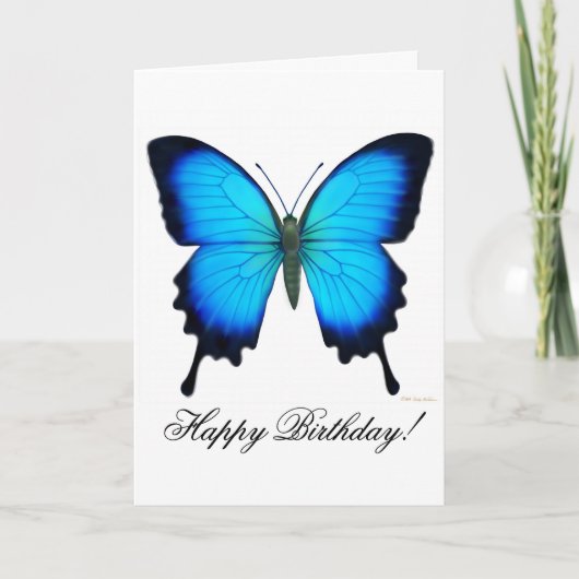 Happy Birthday Blue Ulysses Butterfly Card Karte (Vorderseite)